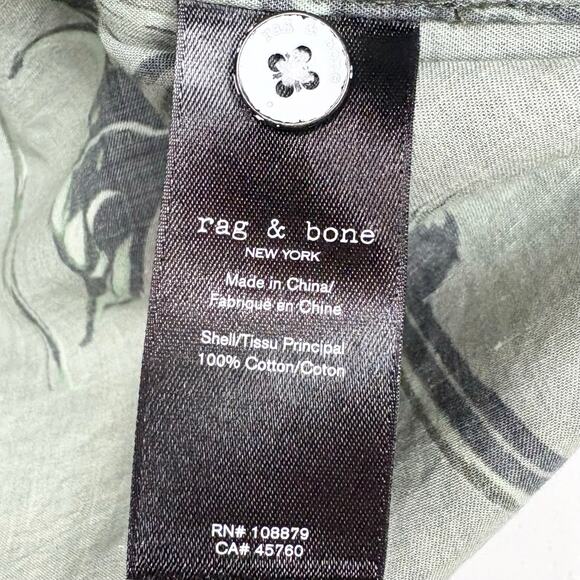 Rag & Bone New York Mens Avery Printed Vacation Shirt Army Floral 100% Cotton XS - Picture 6 of 12